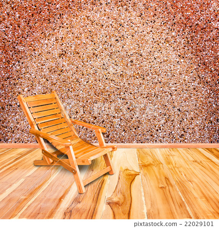 wooden deck chair on wooden floor interior  22029101