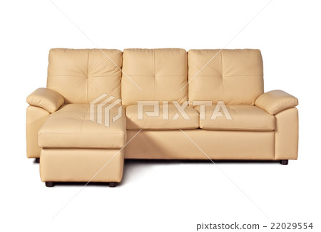Beige leather sofa on white background Beige leather sofa on white background 22029554