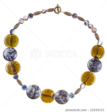 necklace from labradorite gems and colored glass 22030151