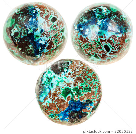 three balls from chrysocolla with cuprite gemstone 22030152