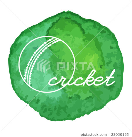 Cricket game icon on watercolor blot Cricket game icon on watercolor blot 22030165
