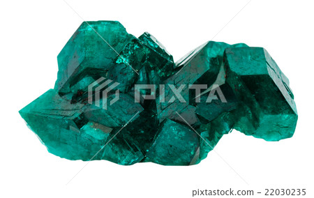 emerald-green dioptase gemstone isolated on white emerald-green dioptase gemstone isolated on white 22030235