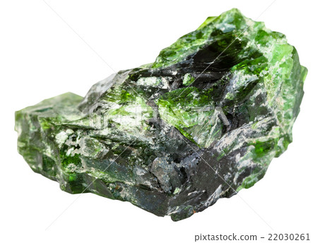 raw chrome diopside stone isolated on white 22030261