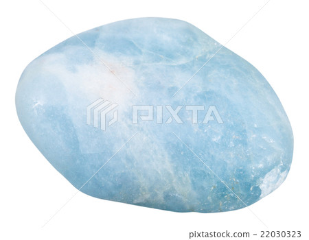tumbled aquamarine (blue Beryl) gemstone isolated 22030323
