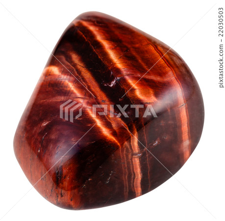 tumbled red bull-eye gemstone isolated tumbled red bull-eye gemstone isolated 22030503