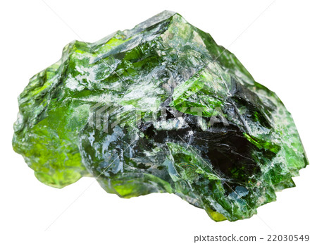 raw chrome diopside crystals isolated on white raw chrome diopside crystals isolated on white 22030549