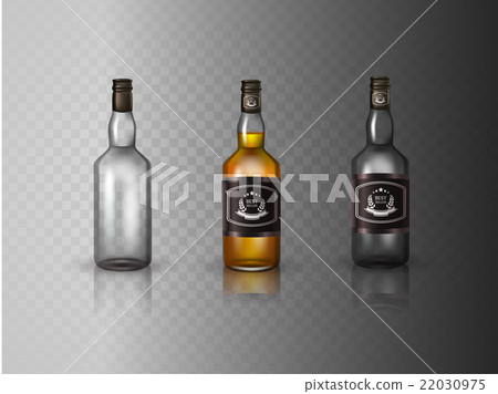 Glass brandy  bottle with screw cap, isolated on 22030975