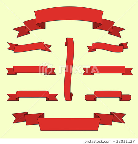 Red Web Ribbons Set, Vector Illustration 22031127