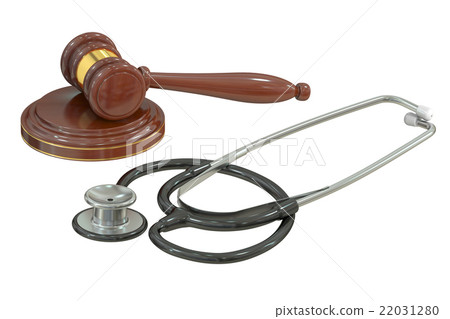 judge's gavel with stethoscope, 3D rendering 22031280
