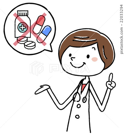 Illustration material: female doctor warning caution drug 22033294