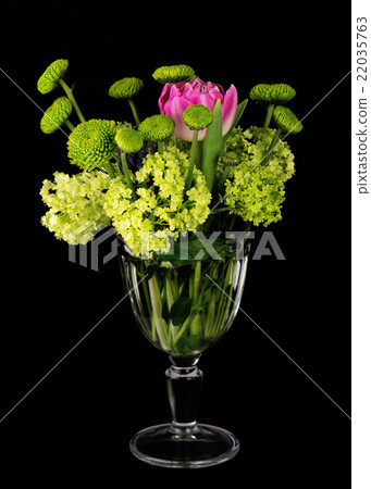 Beautiful bouquet of flowers in glass vase 22035763