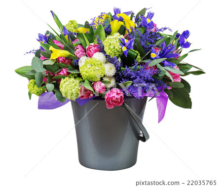 Beautiful bouquet in vase isolated on white Beautiful bouquet in vase isolated on white 22035765