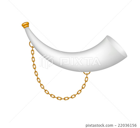 Hunting horn in white design with golden chain Hunting horn in white design with golden chain 22036156