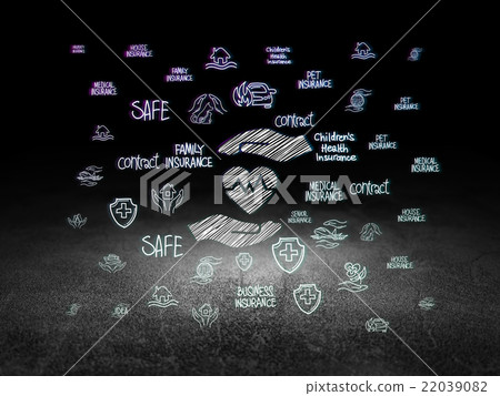 Insurance concept: Heart And Palm in grunge dark 22039082