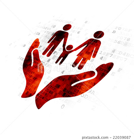 Insurance concept: Family And Palm on Digital 22039087