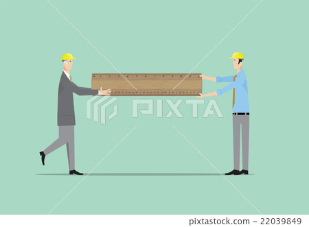 Architects with big wooden ruler. - Stock Illustration [22039849] - PIXTA