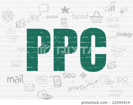 Marketing concept: PPC on wall background Marketing concept: PPC on wall background 22040424