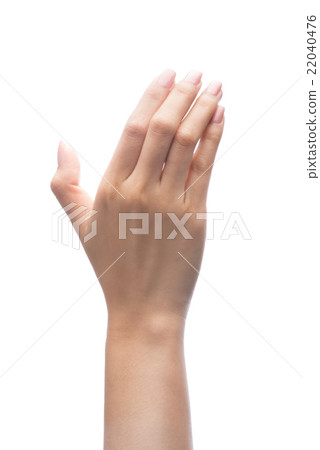 Hand holding virtual mobile phone, isolated 22040476
