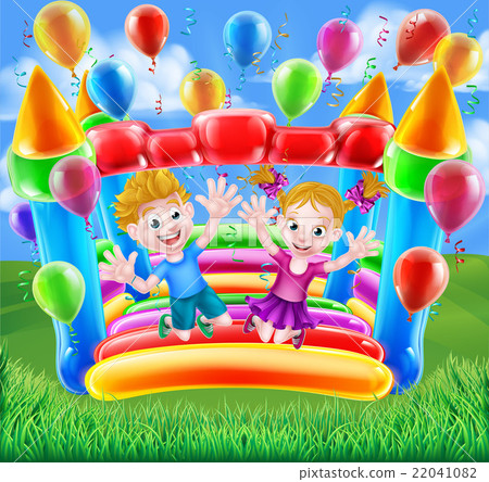 Kids Jumping on Bouncy Castle 22041082