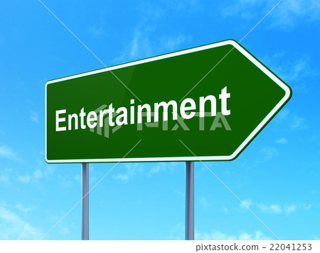 Entertainment, concept: Entertainment on road sign - Stock Illustration ...