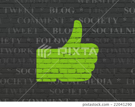 Social network concept: Thumb Up on wall Social network concept: Thumb Up on wall 22041290