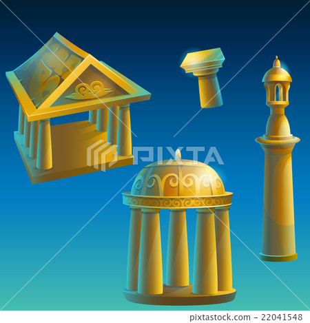 Set of ancient ruined buildings Set of ancient ruined buildings 22041548