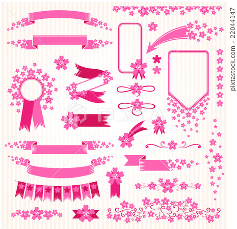 Pink flowers design elements set.  22044147