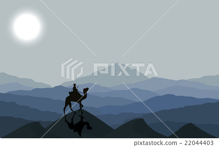 Caravan with camels at night Caravan with camels at night 22044403