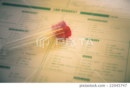 Lab request test and blood tube for laboratory Lab request test and blood tube for laboratory 22045747