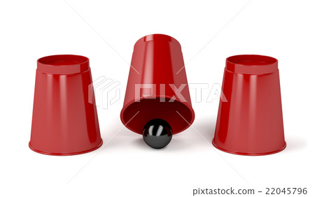 Magic trick with three cups and a ball 22045796