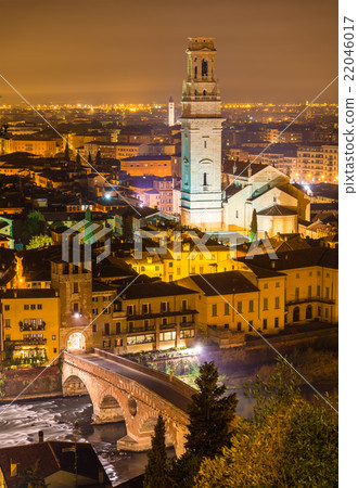 View of Verona Cathedral and Ponte Pietra - Italy View of Verona Cathedral and Ponte Pietra - Italy 22046017