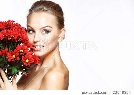 Beautiful girl with flower 22048594
