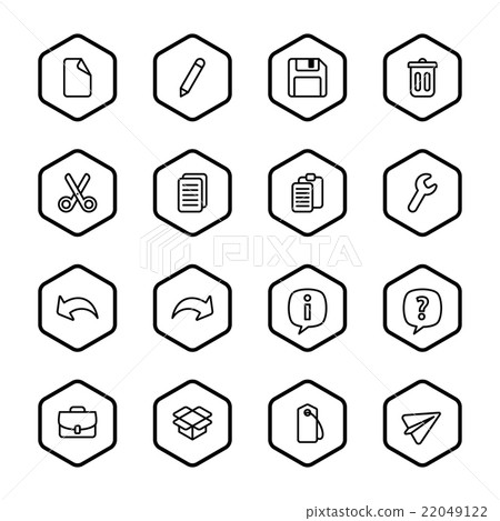 black line web icon set hexagon frame black line web icon set hexagon frame 22049122
