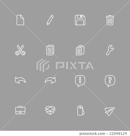 white line simple web icon set 22049124