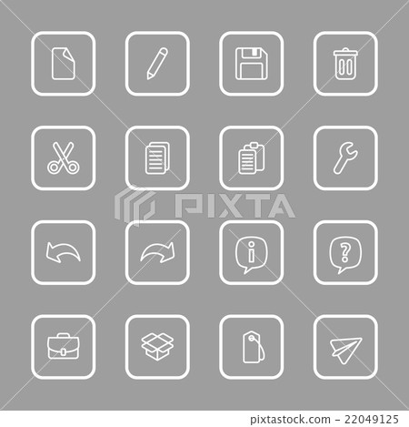 white line web icon set rounded rectangle frame 22049125