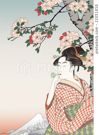 Utamaro daughter who blows Bidoro Hiroshige Sumidagawa Water god Mori Masaki image illustration 22051858