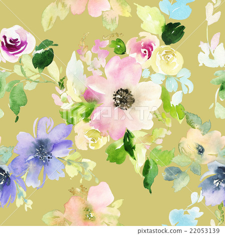 Seamless pattern with flowers watercolor Seamless pattern with flowers watercolor 22053139