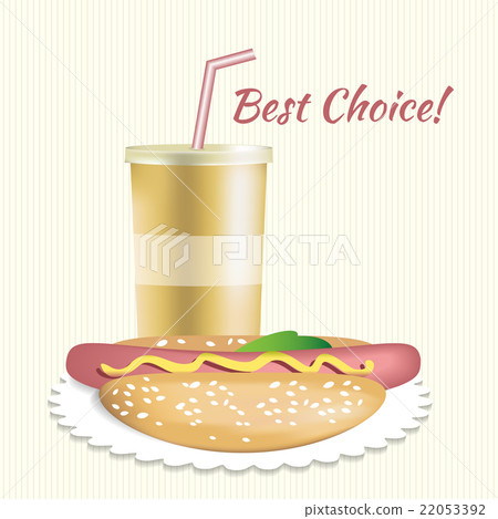 Paper cup with soda and hotdog  22053392