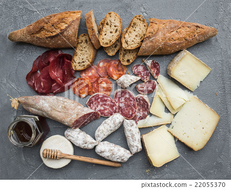 Cheese and meat appetizer selection or wine snack 22055370