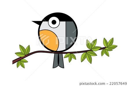 one tit sitting on a tree branch 22057649