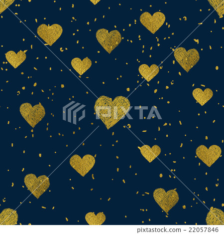 Golden hearts seamless pattern - Stock Illustration [22057846] - PIXTA