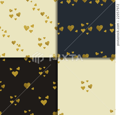 Golden hearts seamless pattern set - Stock Illustration [22057972] - PIXTA