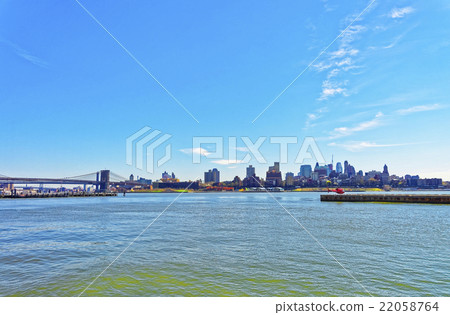 East River and Brooklyn waterfront in good weather 22058764