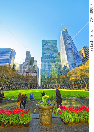 Skyline with Skyscrapers and tourists  22058990