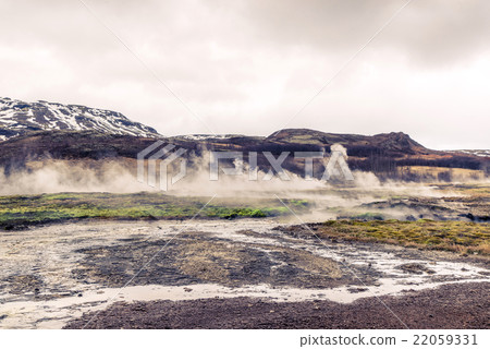 Boiling river in a landscape from Iceland 22059331