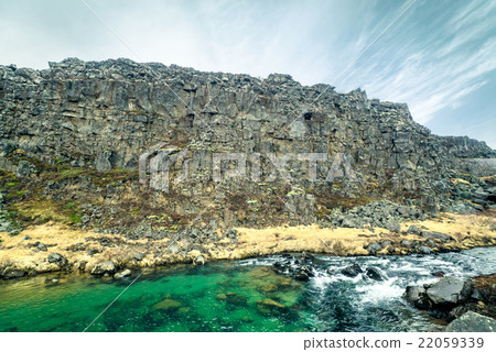 River stream at the Gullfoss waterfall River stream at the Gullfoss waterfall 22059339