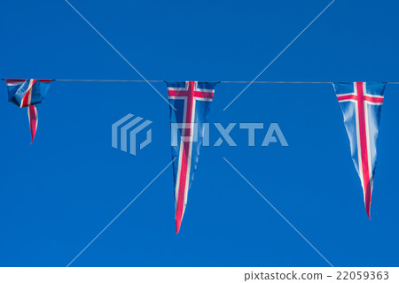 Flags of Iceland on a wire 22059363