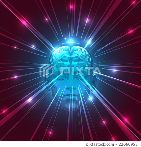 Front View of Abstract Human Head with a Brain. - Stock Illustration ...