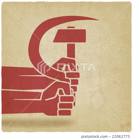 hands with hammer and sickle old background hands with hammer and sickle old background 22061773