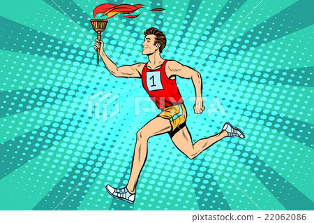 The man athlete torchbearer sports fire summer 22062086